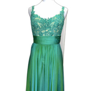 La Femme Prom Dress Green Formal Gown Royal Gala Shimmer Bedazzled Gems size 6